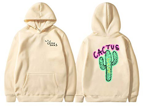 Tomwell Cactus Druck Langarm Sweatshirt Mit Kapuze Harajuku Hoodie Hip Hop Hoodie Kapuzenpullover Pullover Hooded Hoody Khaki M