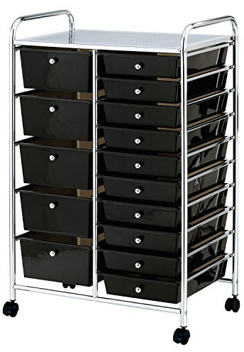 Taylor & Brown 15 Drawer Mobile Rolling Storage Trolley Unit Organiser On Wheels For Salon, Beauty Make Up, Hairdressing, Beauty & Home Office Stationary (Black)