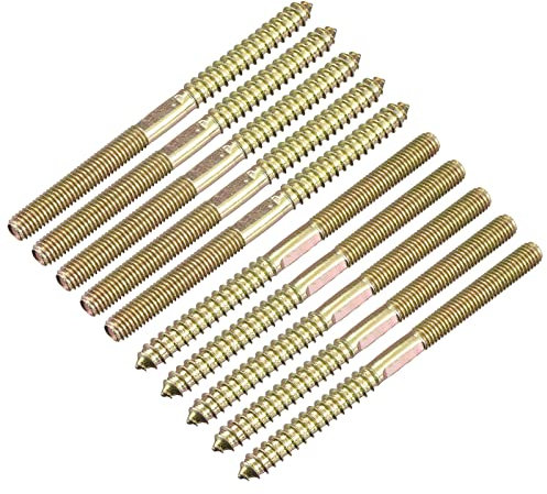 sourcing map M8 x 120 mm Stockschrauben, 12 Stück Doppelkopf-Gewindedübelschrauben für Holzmöbel