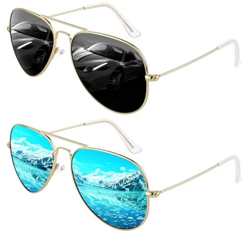 GQUEEN Pilotenbrille Herren Damen Polarisierte Sonnenbrille Pilot Leichte Metalllegierung 58MM 62MM UV400