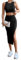 GORGLITTER Crop Top Mit Rock Set Damen Rock Mit Schlitz Zweiteiler Rock Und Top Party Outfit Sommer Outfit 2 Teiler Schwarz S