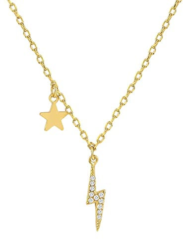 Blitz-Stern-Halskette Für Frauen 925 Sterling Silber Pendente Lange Kette Hochzeitsjuwelen Luxus Feiner Schmuck Gold 18 Karat