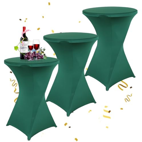 KAYBTNT 3er-Set Stehtisch Hussen Ø 80 cm, Viele Farben, Spandex Stretch Stehtischhussen, Verstärkung im Fußbereich, Elegante Rund Tischdecke für Bistrotisch Hochzeit Cocktail-Party,Grün