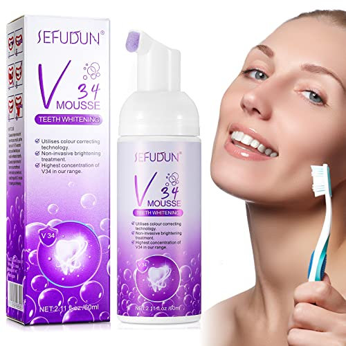Purple Teeth Whitening Toothpaste, V34, dentifricio bianco denti dentifricio per adulti, dentifricio viola sbiancante Stain Removal Teeth, Deep Stain Removal, denti gialli