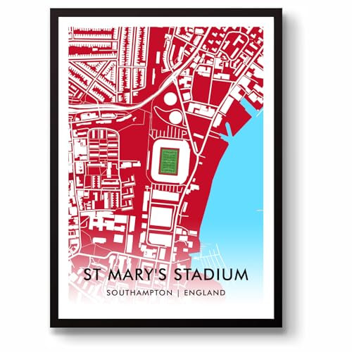 GroundDesigns SOUTHAMPTON FC Football Gift ST MARY'S STADIUM Art Map A3 Print SFC