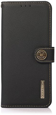 Yidai-Silu Galaxy A12 5G Cowhide Wallet case 【RFID Blocking, Purse】 Real Leather Credit Card Holder Flip Folio Book Phone case Protective Cover for Samsung Galaxy A12 5G - Black