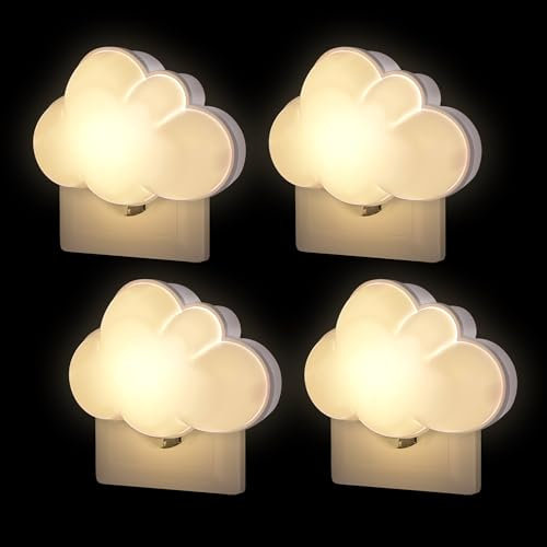 Nachtlicht Baby Steckdosen Nachtlampe Steckdosenlicht Automatisch 4 Stück Stilllicht LED Wolken Deko Kinderzimmer Jungen Mädchen