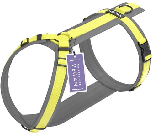 STUCH Hundegeschirr - verstellbares Nylon Geschirr - gepolstert - Für kleine, mittlere und große Hunde (Lime, L)