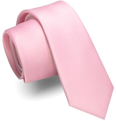 JEMYGINS Cravate fine mate pour homme, couleur unie, en différentes couleurs, 6 cm, Rose clair, M