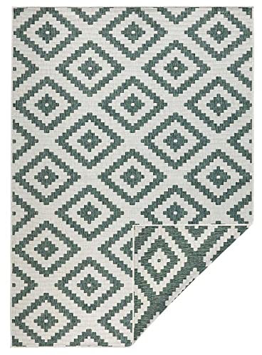 Teppich Boss - Wendeteppich Malta Grün Creme Indoor & Outdoor, Größe:80x250 cm