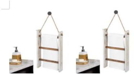 2 Stück Deckenleiter – Badetuchhalter, Handtuch-Aufbewahrung, Holzleiter, 3 Ebenen, Handtuchhalter, Deckenregal, Wandanlegeleiter, , Ständer für Badezimmer, Wohnzimmer, Handtücher