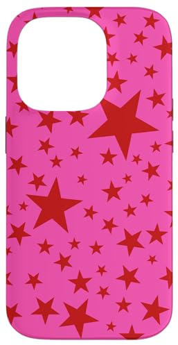 Pink & Red, Stars Case for iPhone 14 Pro