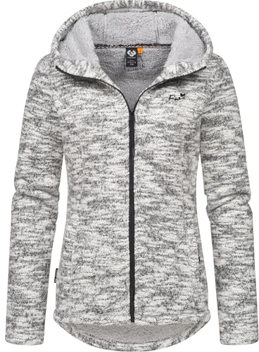 Ragwear Damen weiche Strickjacke leichte Übergangsjacke mit kuscheligem Teddyfleece und Kapuze Lyshka Melange YOUMODO XS-6XL
