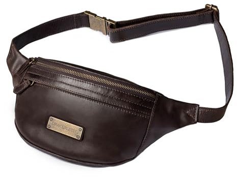 DRAKENSBERG Leder Bauchtasche 'Mel' (L) groß für Damen und Herren - Lässige Hüfttasche und Gürteltasche, 2,5L - Kaffee-Braun, DR00349-L