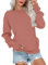 PLOKNRD Damen Sweatshirt Basic Langarmshirt Rundhals Vielseitige Pulli Herbst Winter mit Taschen(Orange Rosa,L)