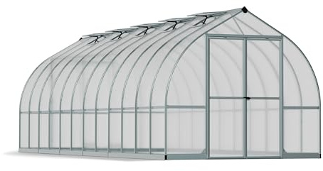 Canopia by Palram Gewächshaus Gross Bella 8x24 Treibhaus 244x723cm Aluminium Silber Tomatenhaus Polycarbonatplatten UV-beständig