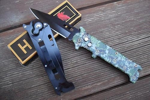 La Petite Caverne 103 - MAD ZOMBIE COUTEAU PLIANT DE POCHE LAME ACIER NOIR 8,5 CM MANCHE ACIER CAMPING BIVOUAC OUTDOOR