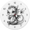 niedlicher Babydrache Wanduhr aus Alu Süßer Ruhender Drache Niedliche Pose Dasitzendes Fantasiewesen Deko für Kinderzimmer