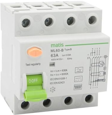 RHIYMWHKN Interruttore differenziale ML60-B 4P 30ma 25A Tipo B(32A,4)