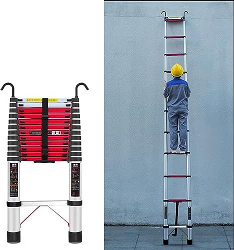 Telescoping Telescopic Extension Ladder 8m/ 7.6m/ 7m/ 6.2m/ 5m/ 4.6m/ 3.8m/ 2.6m, Aluminum Extendable Ladder for Home Rooftop RV Attic Outdoor Work, Load 150kg