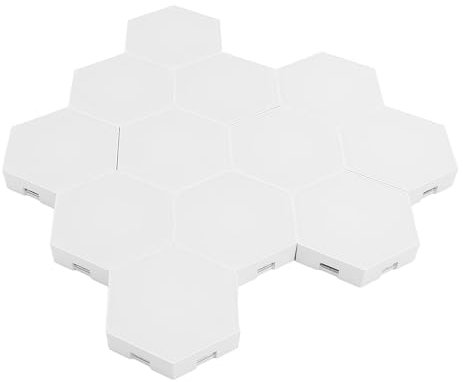 Sechseckige Wandleuchte mit Fernbedienung, 12 Sätze LED Smart Light Wandpaneel, Sechseckige RGB Lampe mit Sprachsteuerung, Musiksynchronisierung für Wohnzimmer, Schlafzimmer,