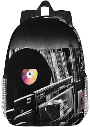 MISTRARA Vinyl Records 15 Zoll Leichter Rucksack Laptop Rucksack Wanderrucksack Sportrucksack, Schwarz , One size