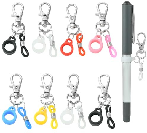 WEWAYSMILE 8 Stück Einziehbarer Stifthalter Mit Silikon SchlüSselband Clip Verstellbares Ausweishalter ZubehöR Für Lanyard Abzeichenhalter Clip Stift Konverter Abzeichenhalter Zubehör(Mehrfarbig)