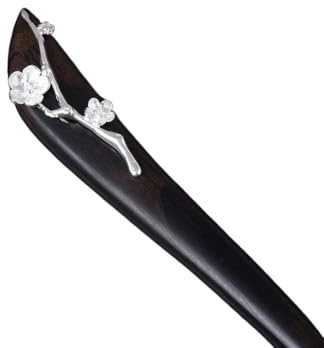 Haarstab, chinesische Haarnadel, Haarstäbchen, Haarstäbchen, S925 Silber Haarstäbchen for Dutts, Plum Bossom Haarstäbchen, elegante Haarnadeln, chinesische klassische Holzstäbchen