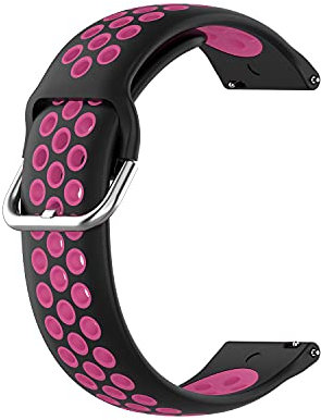 Panda Bobo for Reflex Active Watch Strap Silicone Replacement Watch Band Series 4/5/6/7/9/10/12/13/14/15/16/23/26 Double Colour Sports (Black+Rose Pink)