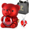 ELEUTH Orsetto con Rosa e Collana,Orso di Rosa Eterna Confezione Regalo con Collana a Forma di Cuore,Orsetto di Rosa Stabilizzata Vera Regalo per Donna, Fidanzata,Mamma,San Valentino,Festa della Mamma