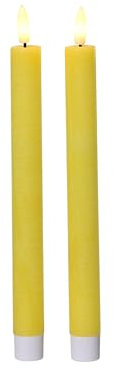 Lumineo LED Kerzen mit Timerfunktion 24cm Wachs - 2er Set Echtwachskerzen batteriebetrieben - flackernde Flamme Effekt - Wachskerzen Stabkerzen Rustik Gelb Warmweiß