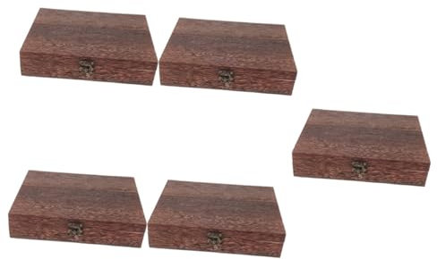 Ciieeo 5 Pièces boîte de rangement à rabat boite rangement boite de rangement fr argenterie conteneur de stockage pratique Conteneur de stockage de bijoux en bois Brown