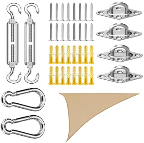 Befestigungsset für Markise, Segel-Hardware-Kit | Rechteckiges Vorzelt-Set, robuste Halterung, Haken aus Edelstahl, Befestigungszubehör für Pool, Hinterhals