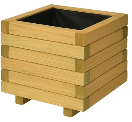 RANRHA Wooden Garden Planter Box – 30x30x27cm Outdoor Square Raised Bed for Flowers, Herbs & Vegetables – Pressure Treated Timber with Feet