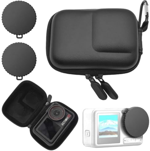 KEWUF DJI Osmo Action 5 Pro Case Kit, 2 Objektivschutzkappen, Schutzhülle für DJI Action 3/4/5/5 Pro, Stoßfest, Kratzfest, Staubdicht, Sleeve Zubehör Accessories Set, DJI Action Zubehör (Schwarz)