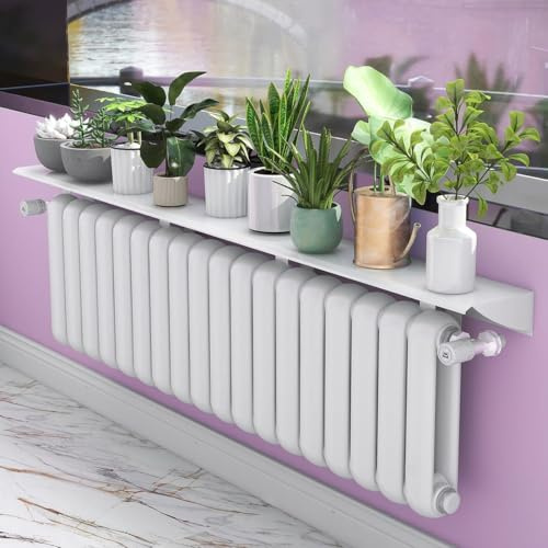 Étagère De Radiateur Blanche sans Perçage, Couvercle De Radiateur Moderne étanche à La Fumée Et à La Poussière, étagères De Radiateur Flottantes en Alliage, 95CM (37.7IN)