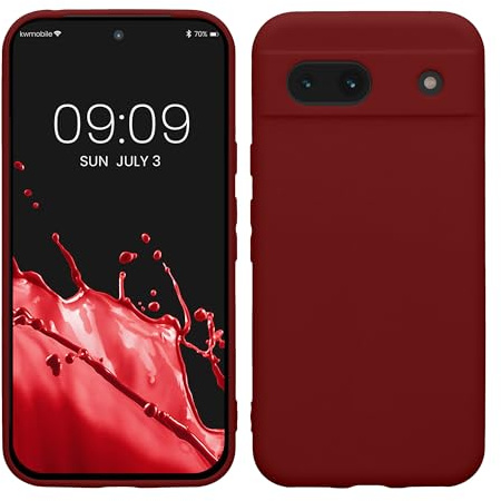 kwmobile Handyhülle für Google Pixel 8a Hülle - weiches Handy Silikon Case - Schutzhülle Cover - Rhabarber Rot