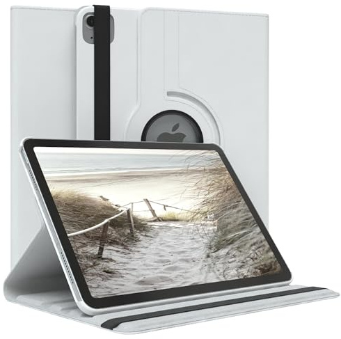 EAZY CASE - Tablet Hülle für iPad Air 11 M4 (2026) Schutzhülle 11 Zoll Smart Cover Tablet Case Rotationcase zum Aufstellen Klapphülle 360° drehbar mit Standfunktion Tasche Kunstleder Weiß