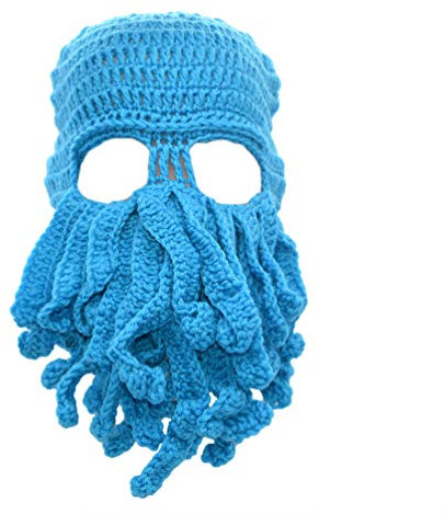 Stylish Unisex Knit Octopus Beanie Windproof Ski Mask Hat Cap Keep Face Warm Lake Blue