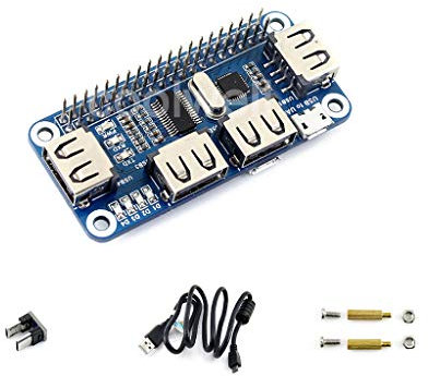 Waveshare Raspberry pi 4 Port USB HUB HAT Compatible with USB2.0 1.1 for Various Version of Raspberry Pi Perfectly Fit Zero/Zero W/Zero WH Serial Debugging Onboard USB to UART