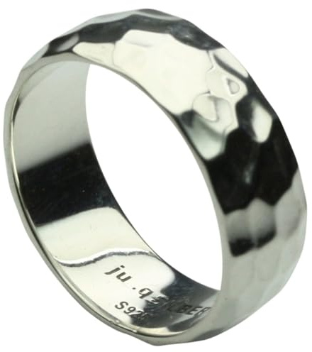Feiner gehämmerter 925er Silberring ca. 7,5 mm breit, Größe:56 (17.8 mm)