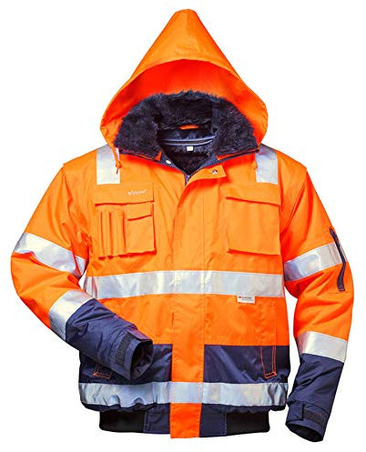 Elysee Warnschutz Pilotjacke Arthur fluoreszierend gelb/Marine abnehmbare Ärmel Gr. L