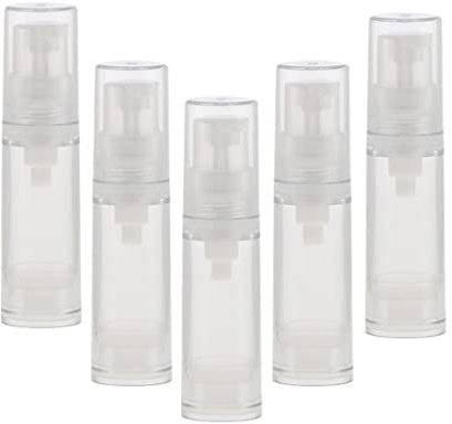 Gazechimp 5x Tube Bouteille Flacon Cosmétique Vide à Pompe en Plastique Rechargeble pour Crème Lotion Sérum Parfum - Idéal pour Voyage - 5ml/8ml/12ml/15ml - 5 ml
