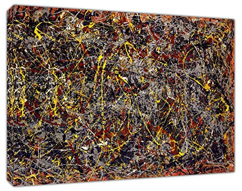 ARTSPRINTS Jackson Pollock Nr. 5 abstraktes Gemälde auf Holzrahmen, Stoff-Leinwand, 34’’ x 24’’inch(86x 60 cm) -18mm depth
