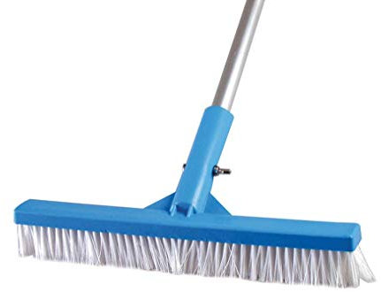 SIQUA Cepillo Piscina con Pértiga Fija 1,3 m – Cepillo Fondo y Pared 26 cm, Cerdas de Nylon, Polímero Reforzado, Aluminio Resistente, Ligero y Práctico para Limpieza de Piscinas