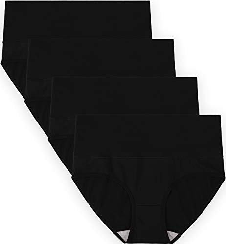 TUTUESTHER High Waist Postpartum Underwear Women Cotton Full Briefs Tummy Control Panties(10, Classic Black)