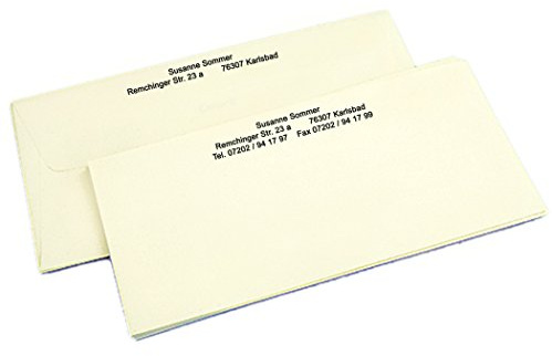 Briefkarten und Briefumschläge elfenbeinfarben mit Ihrer kompletten Adresse, 100 Briefkarten + 100 Briefumschläge