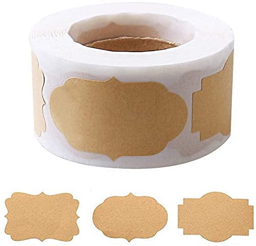 300 Stücke Kraft Etiketten Aufkleber, Selbstklebend Aufkleber Beschriften Geschenksticker Aufkleber Marmeladen Etiketten Geschenk Dekor Sticker für Flasche Handwerk Geschenkverpackung