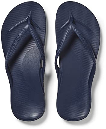 ARCHIES Arch Support Flip Flops for Men & Women – Orthotic Sandals for Plantar Fasciitis Relief – Lightweight, Cushioning, Shock-Absorbing Sandals for Walking, Foot Pain - Navy (UK 6)