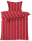 Lavea Bettwäsche Set - Andrea 135 x 200cm + 80 x 80cm. Design: Feine Streifen - Farbe: Rot 100% Baumwolle. Hochwertig mit Reißverschluss. GOTS/Bio Zertifiziert.
